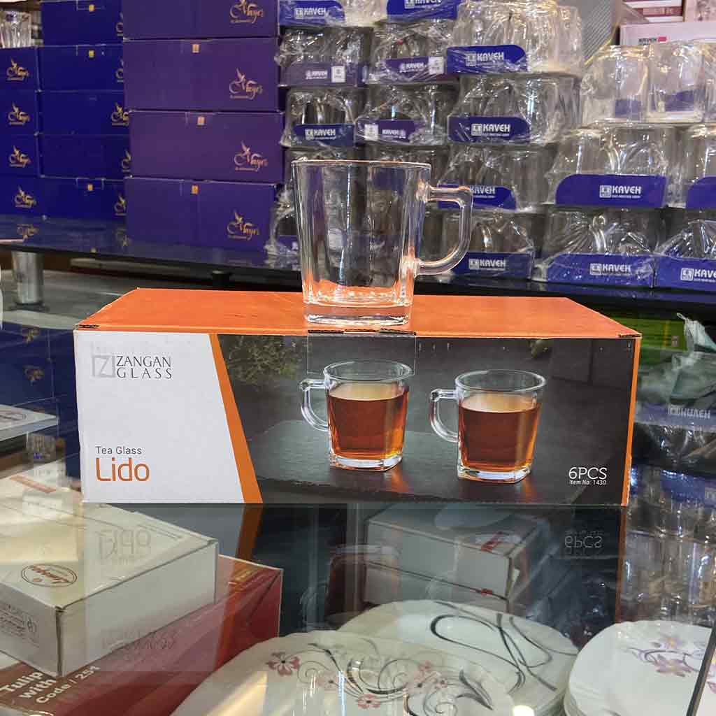 لیوان زنگان گلس مدل لیدو بسته 6 عددی