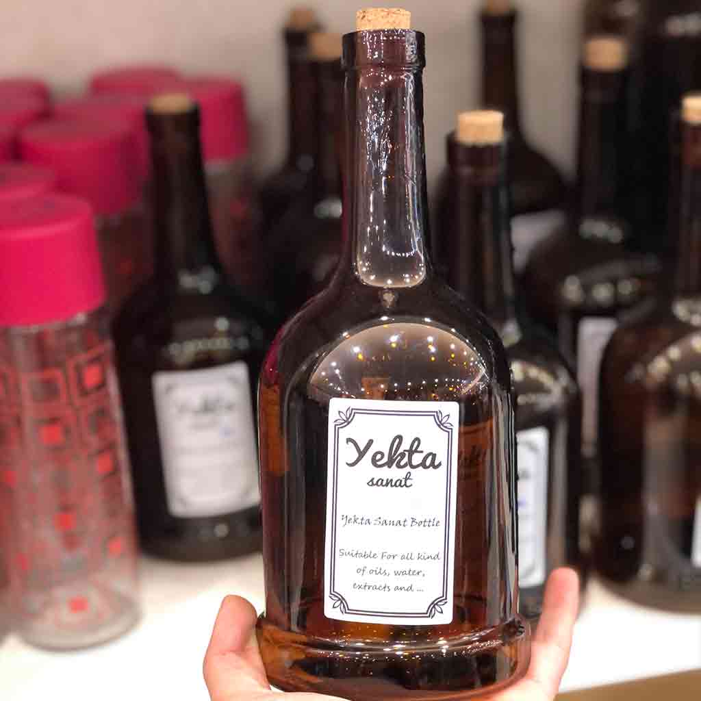 بطری شیشه ای درب چوب پنبه ای یکتا