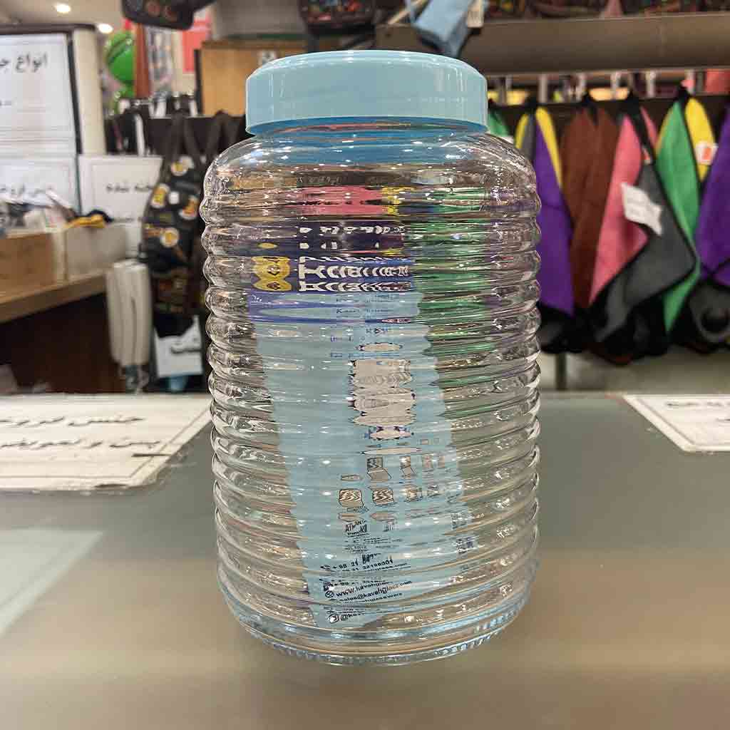 ظرف شیشه ای درب دار طرح کندو سایز بزرگ