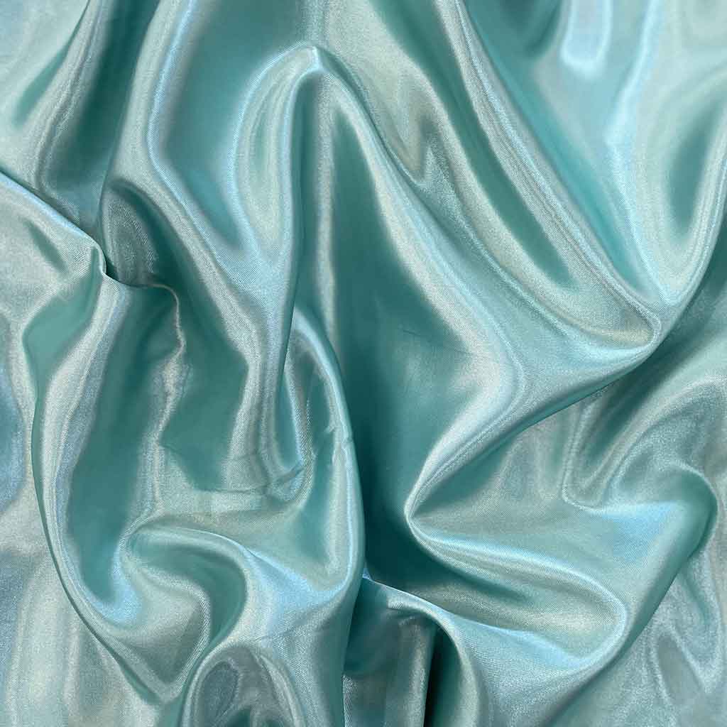 پارچه ساتن سبز آبی ساده