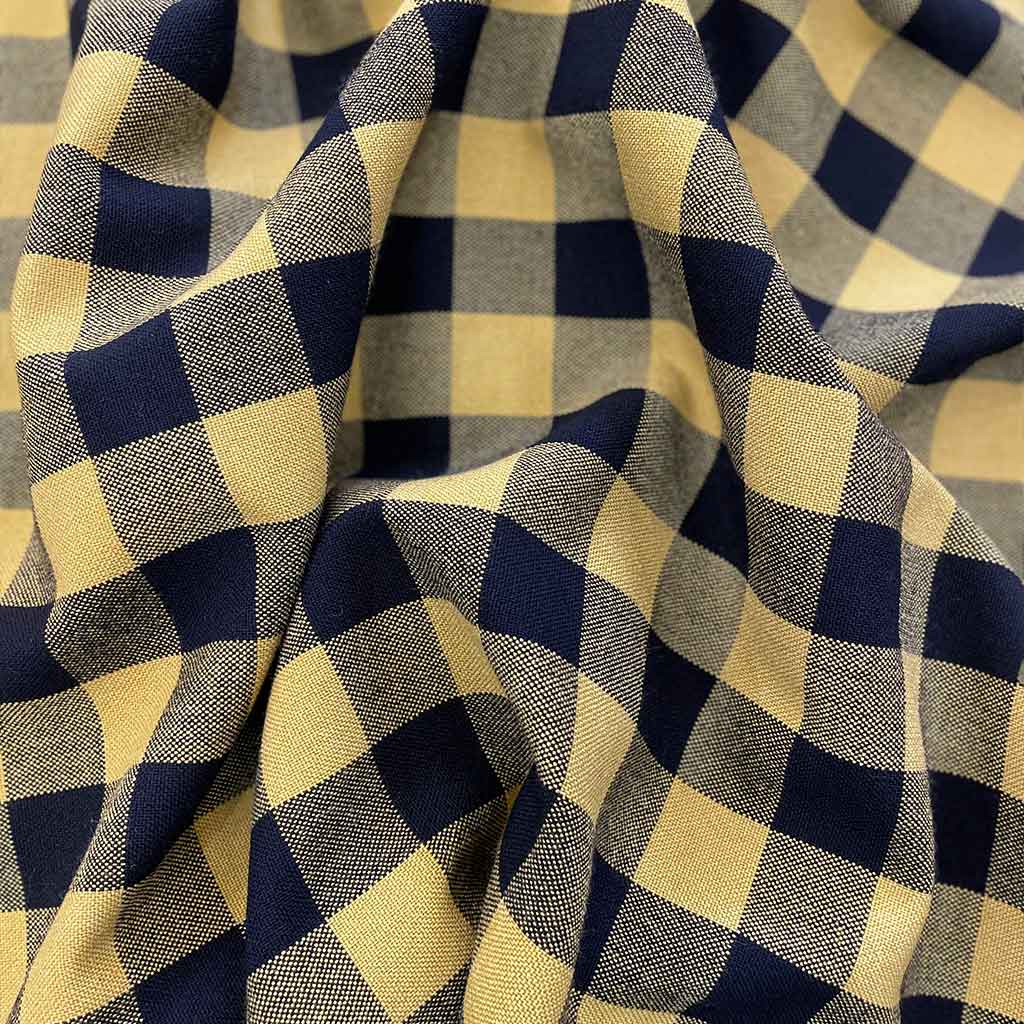 پارچه کشمیر چهارخونه مشکی زرد