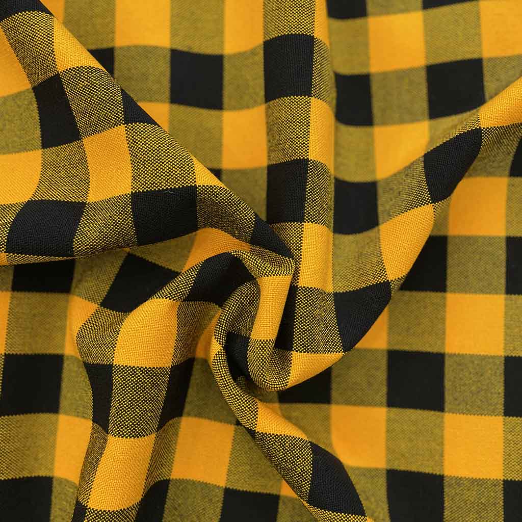 پارچه کشمیر چهار خانه طلایی مشکی