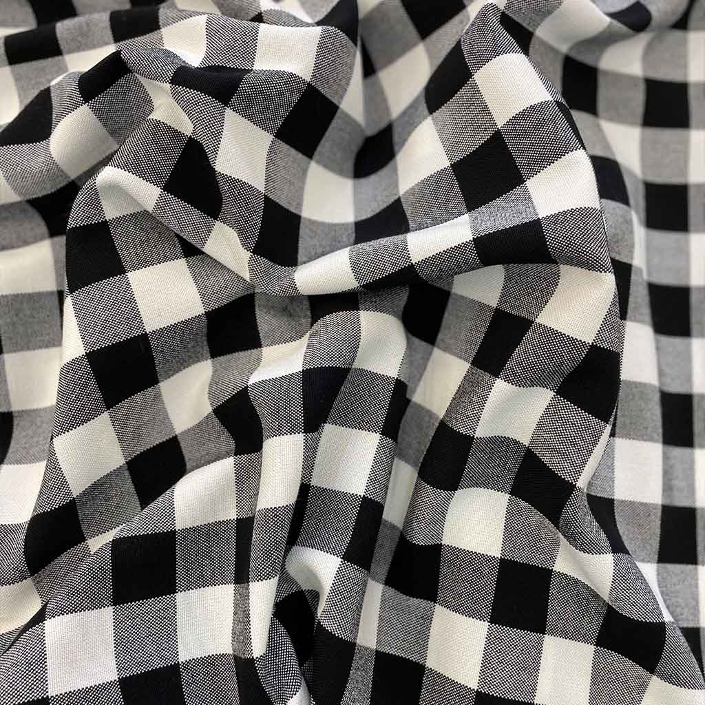 پارچه کشمیر چهار خونه مشکی سفید