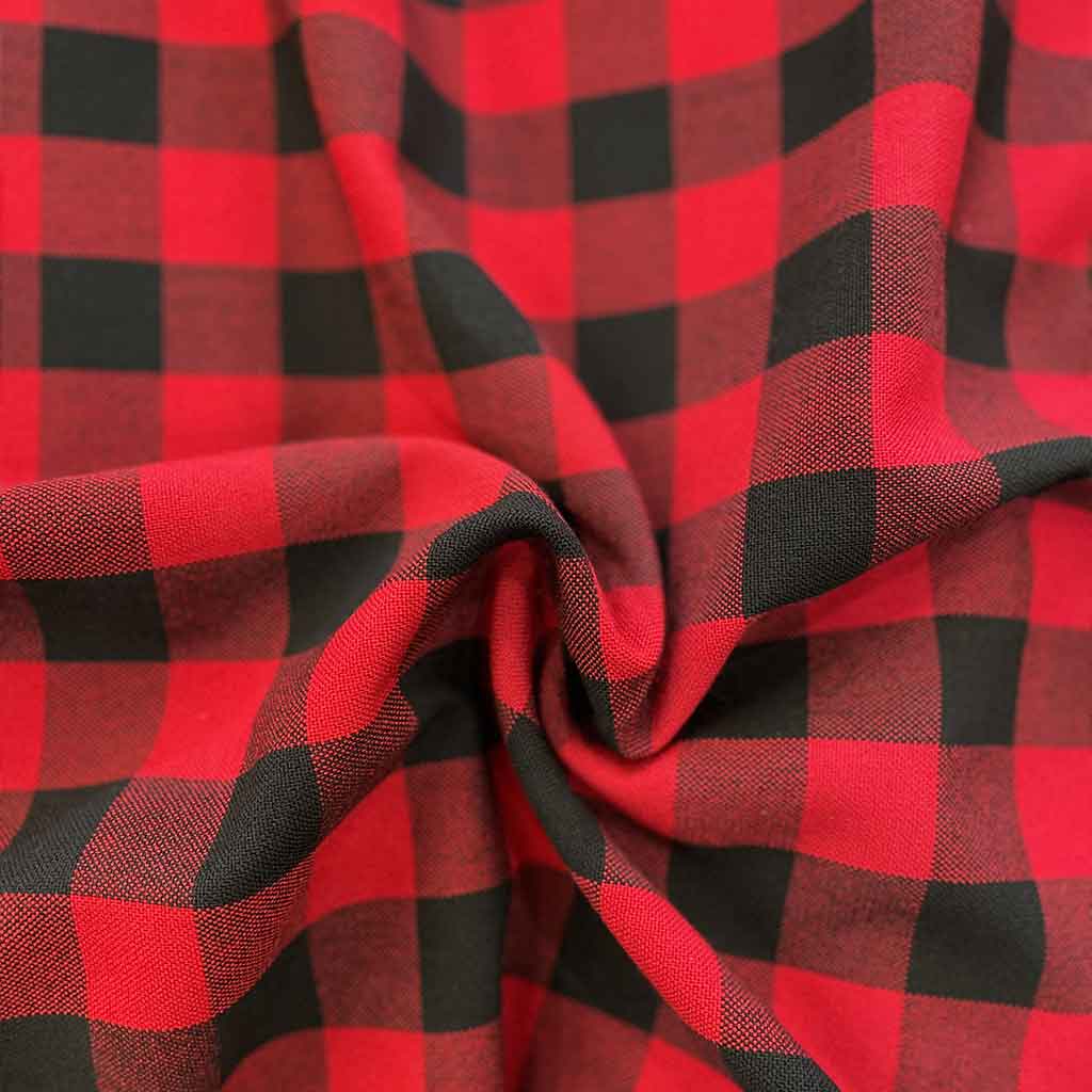 پارچه کشمیر چهار خانه مشکی قرمز