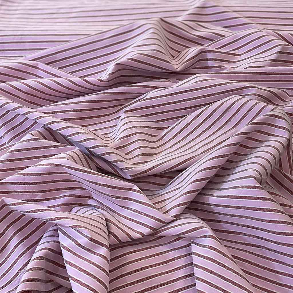 پارچه نخی راه راه رنگ صورتی