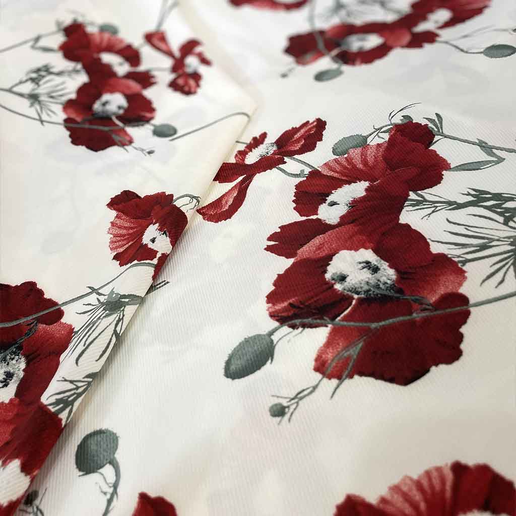 پارچه نخی طرحدار گل قرمز