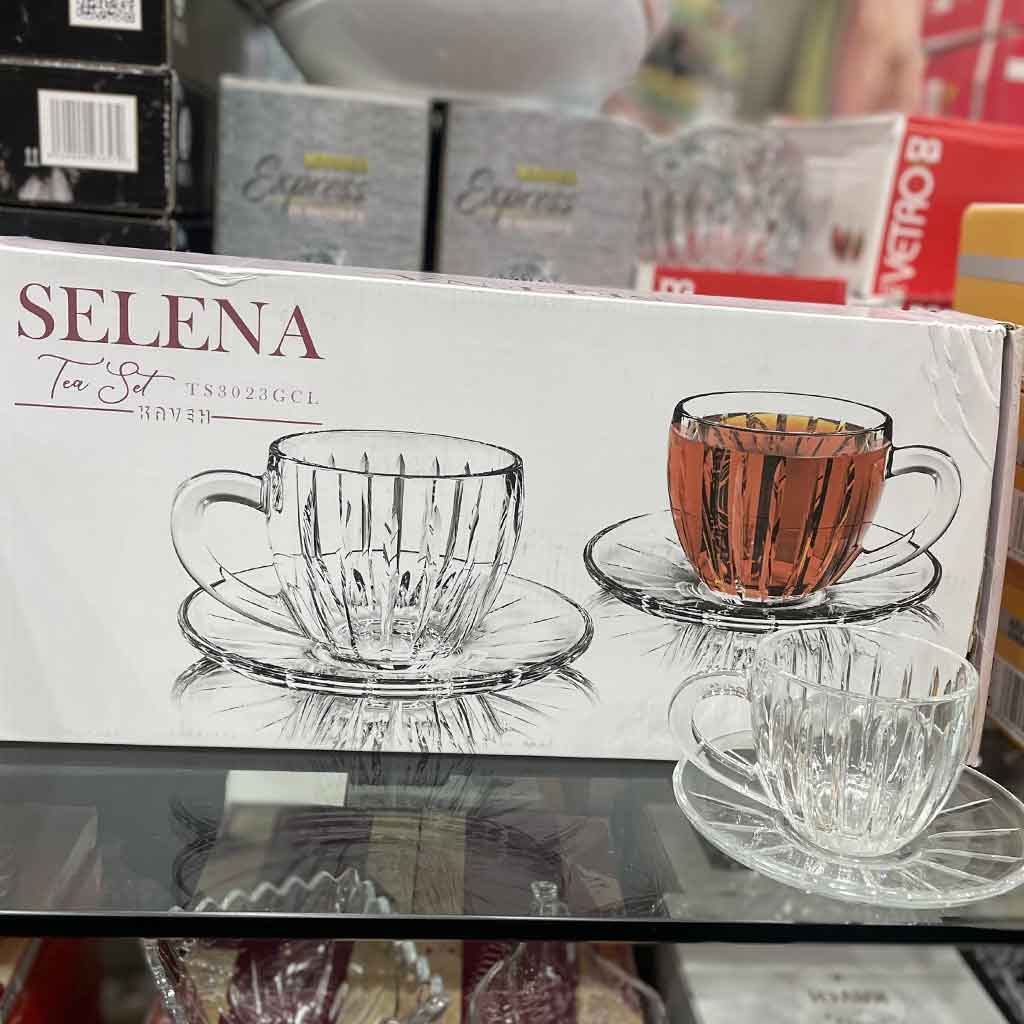 ست فنجان و نعلبکی بلور سلنا کاوه