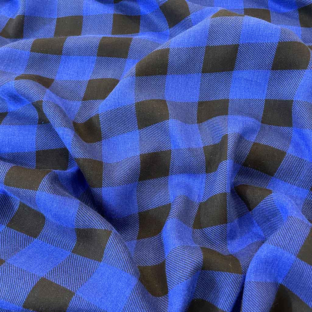 پارچه نخی طرح چهارخانه آبی