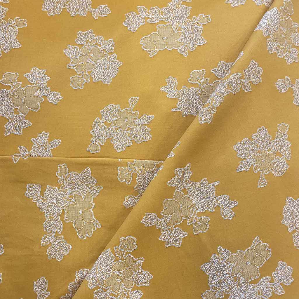 پارچه ژاکارد خردلی طرحدار