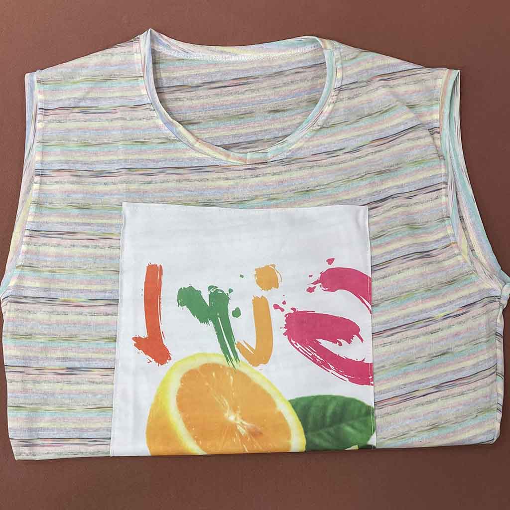 آستین حلقه ای رنگی طرح پرتقال