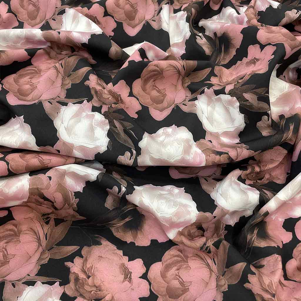 پارچه کرپ بوگاتی گل صورتی