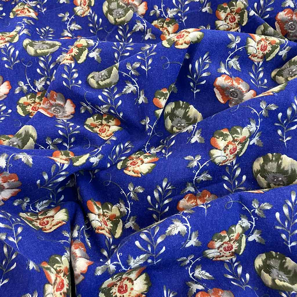 پارچه بزمک پنبه ای طرحدار آبی