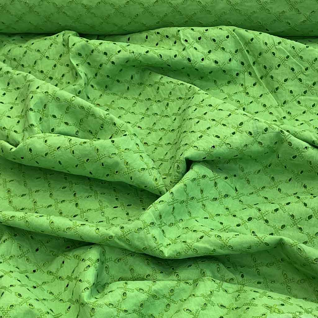 پارچه خامه دوزی امبرودی سبز چمنی