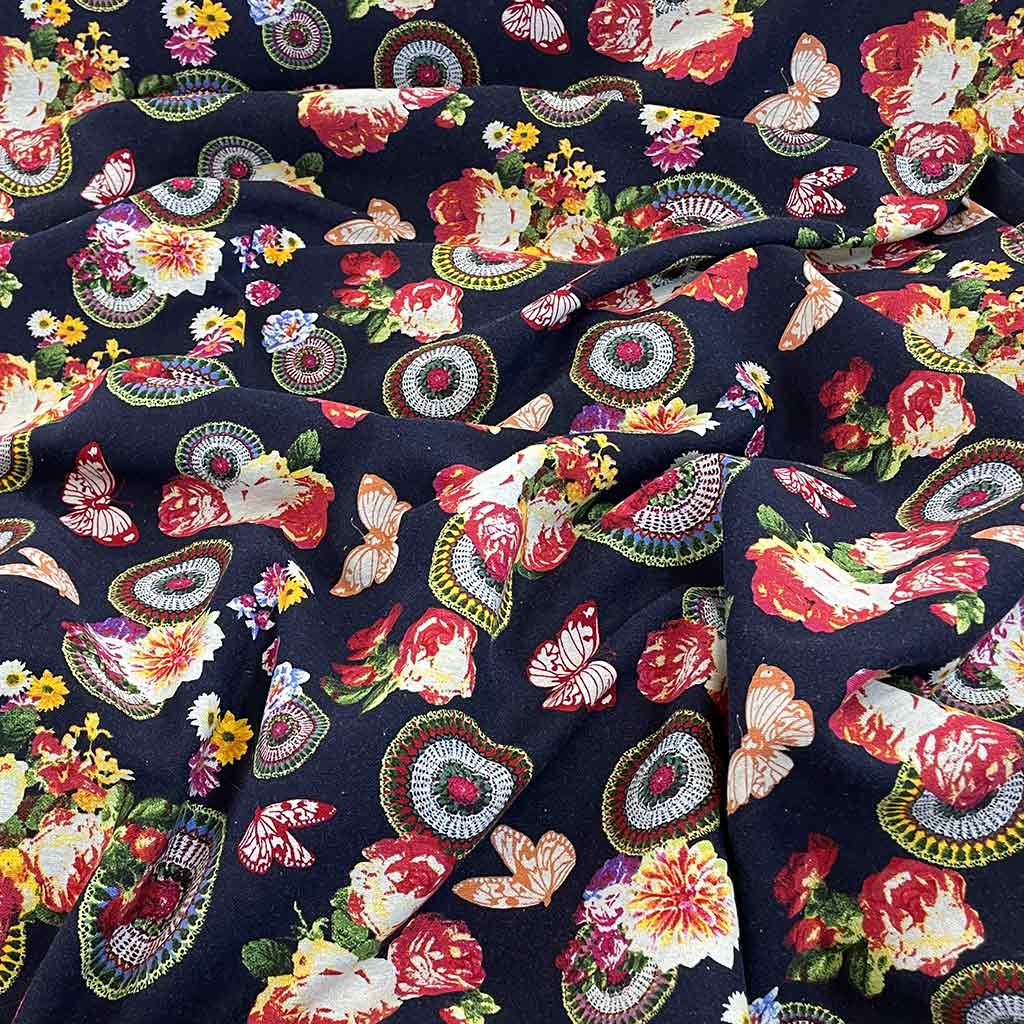 پارچه بزمک طرح گل و پروانه