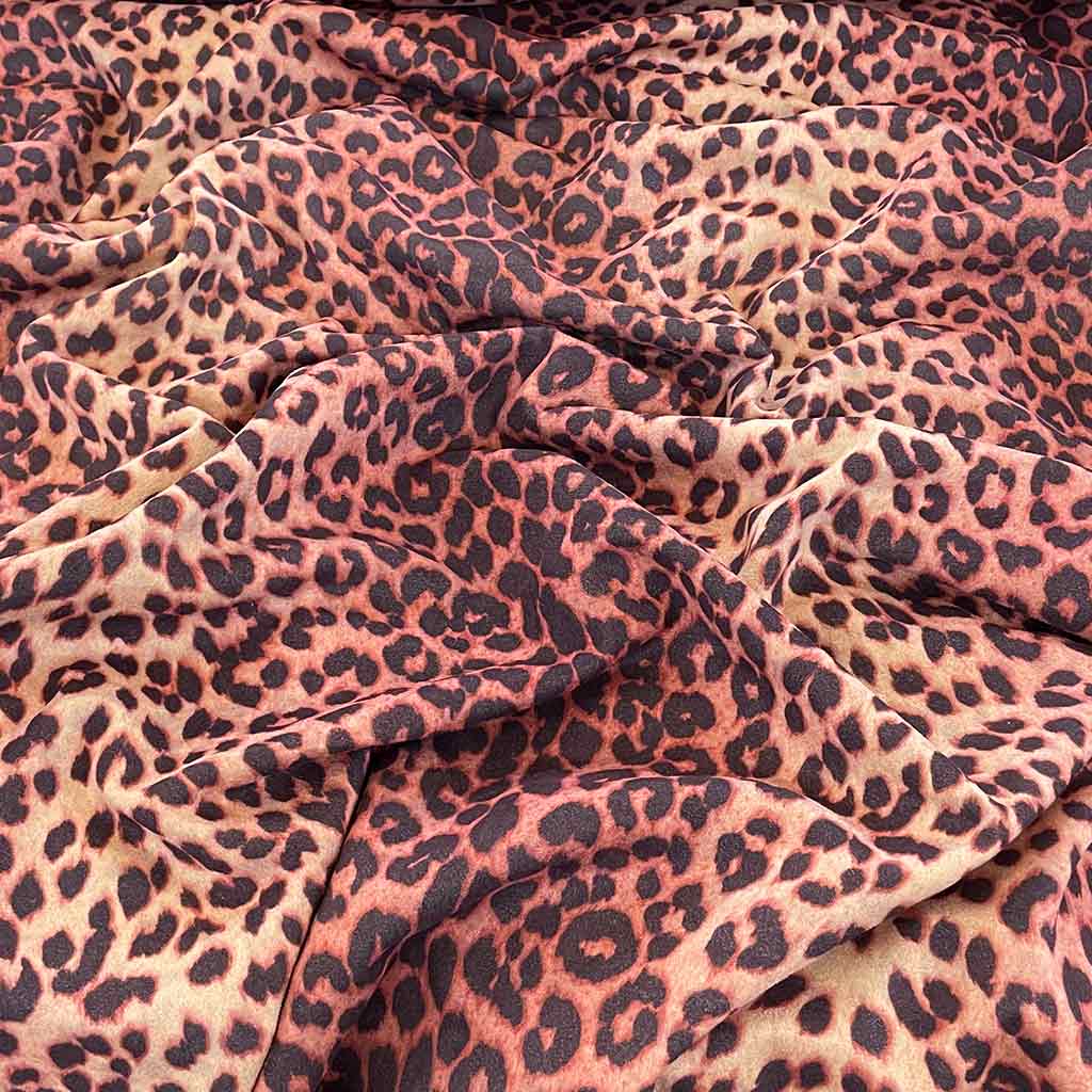 پارچه مخمل طرحدار پلنگی صورتی