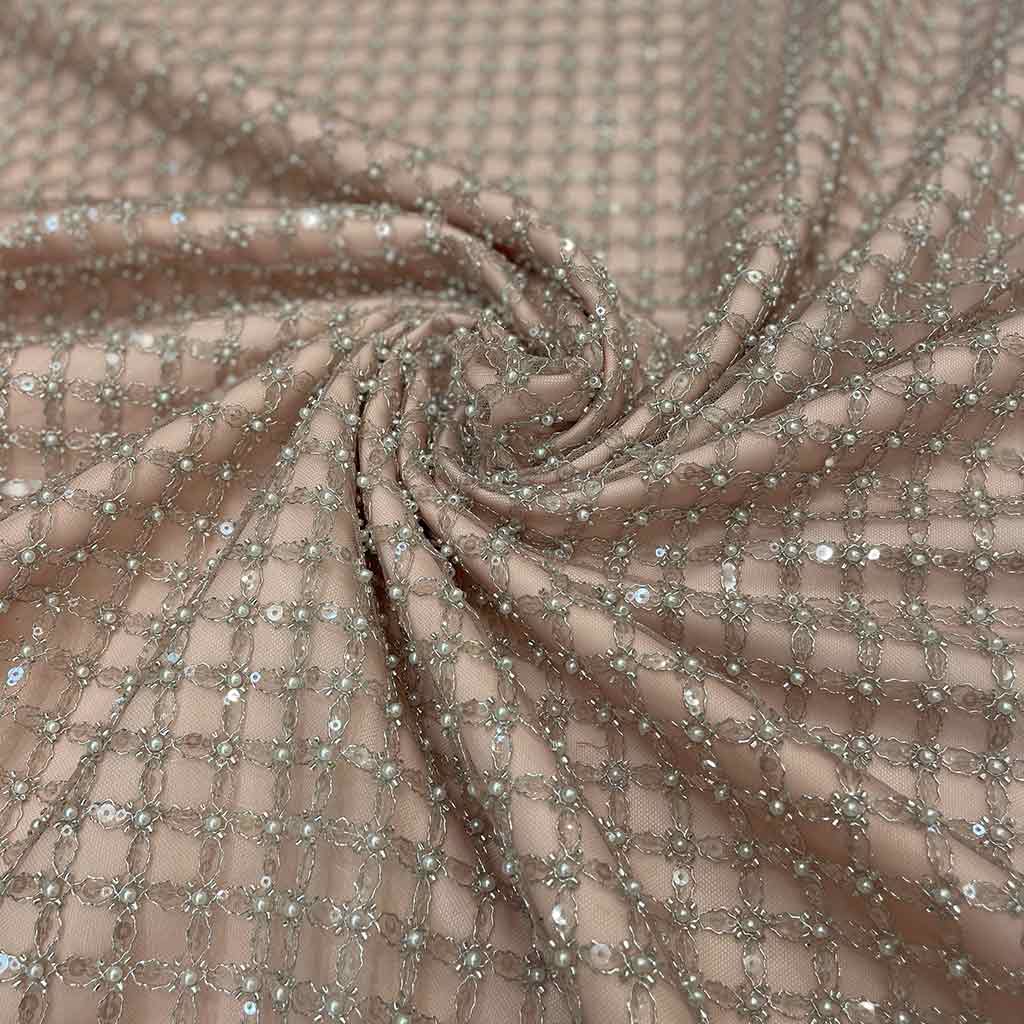 پارچه گیپور ملیله و مروارید دوزی