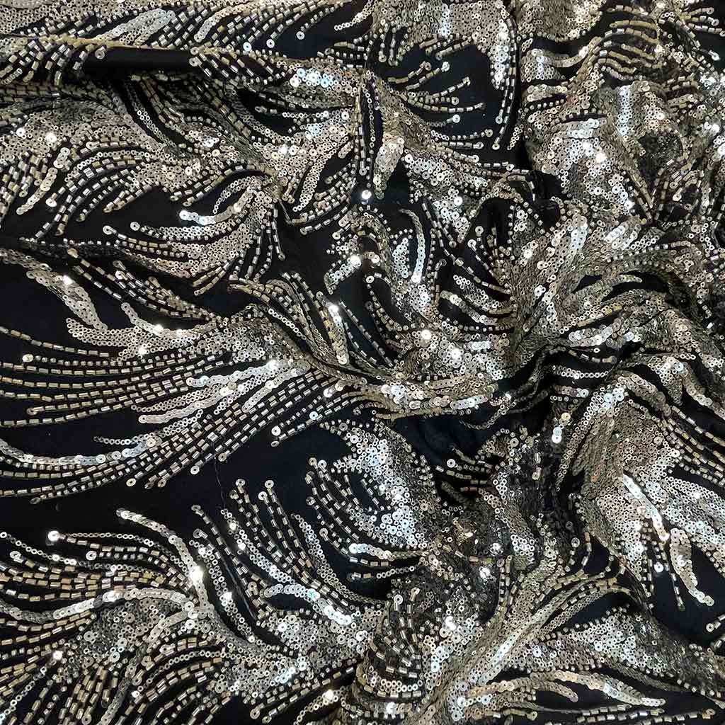 پارچه گیپور پولکی مشکی