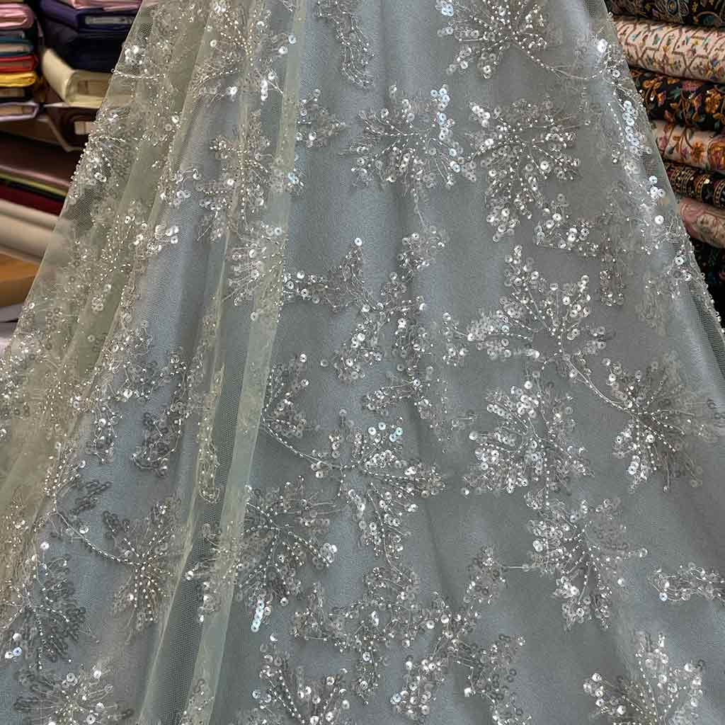 پارچه گیپور ملیله دوزی سبز