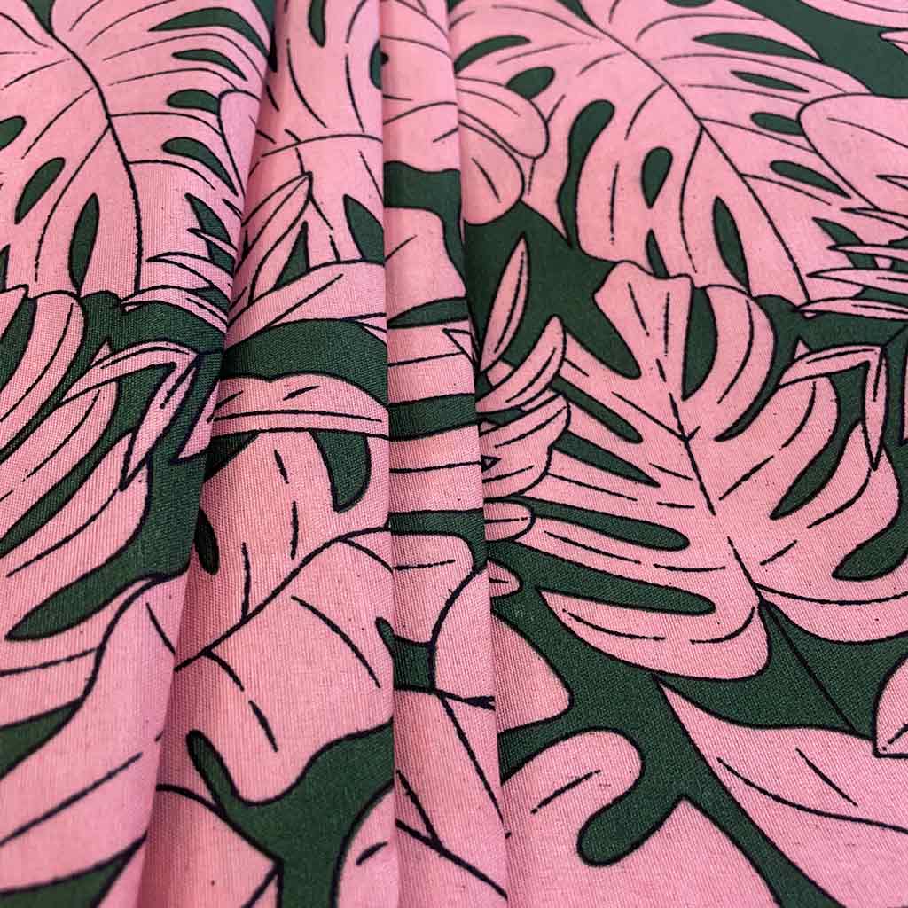 پارچه ملحفه ای برگ صورتی