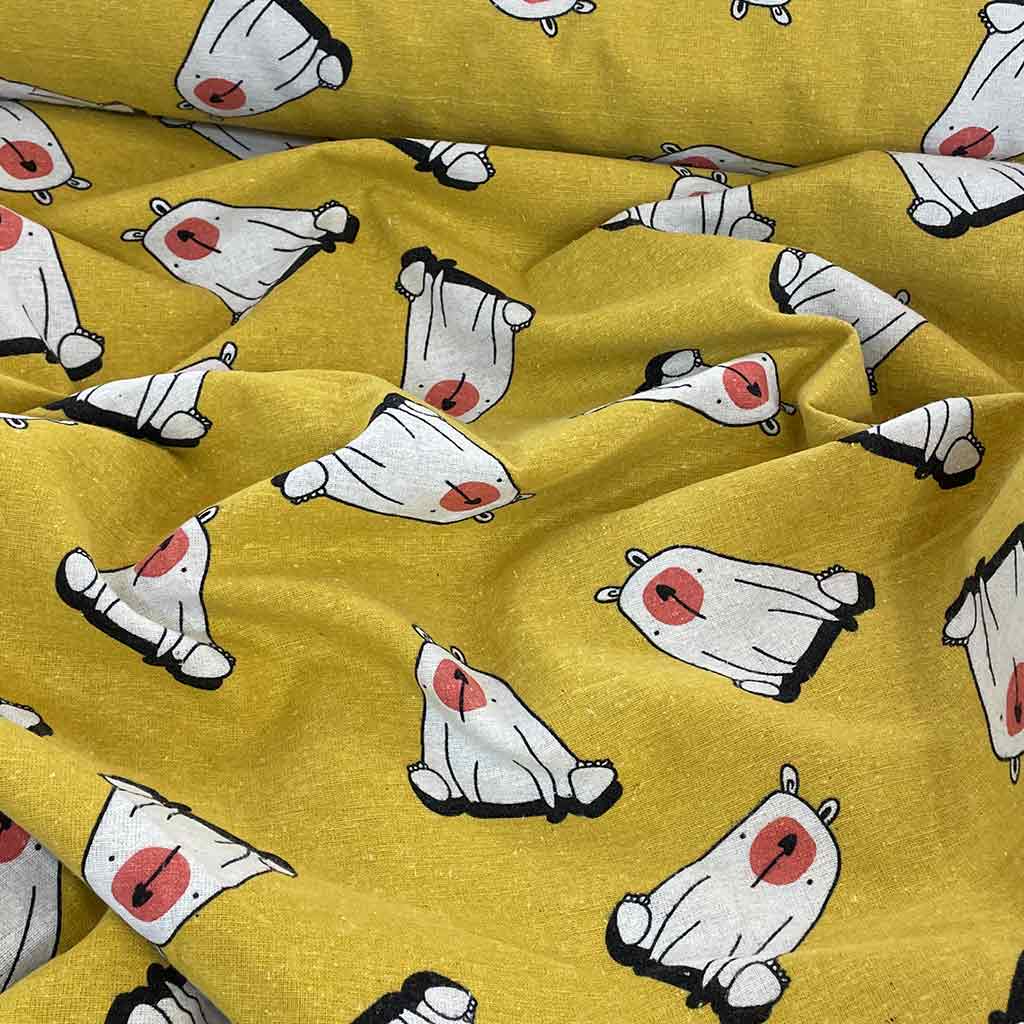 پارچه بزمک طرح خرسی زرد