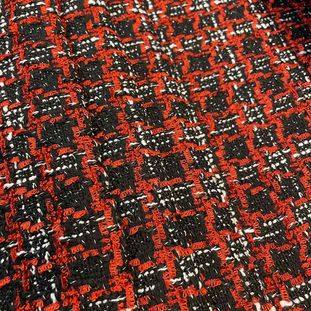 پارچه شانل چهارخانه قرمز مشکی