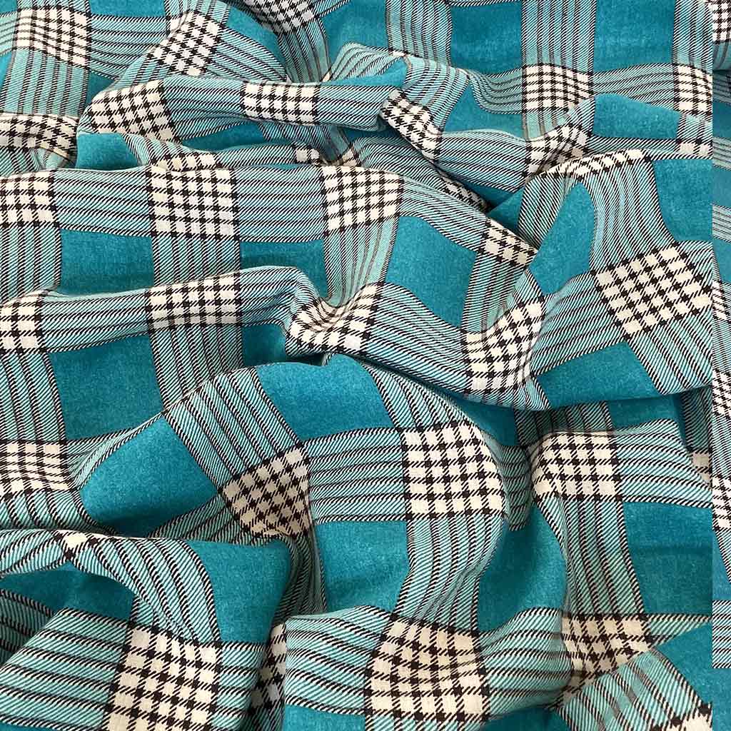 پارچه نخی چهارخانه آبی روشن