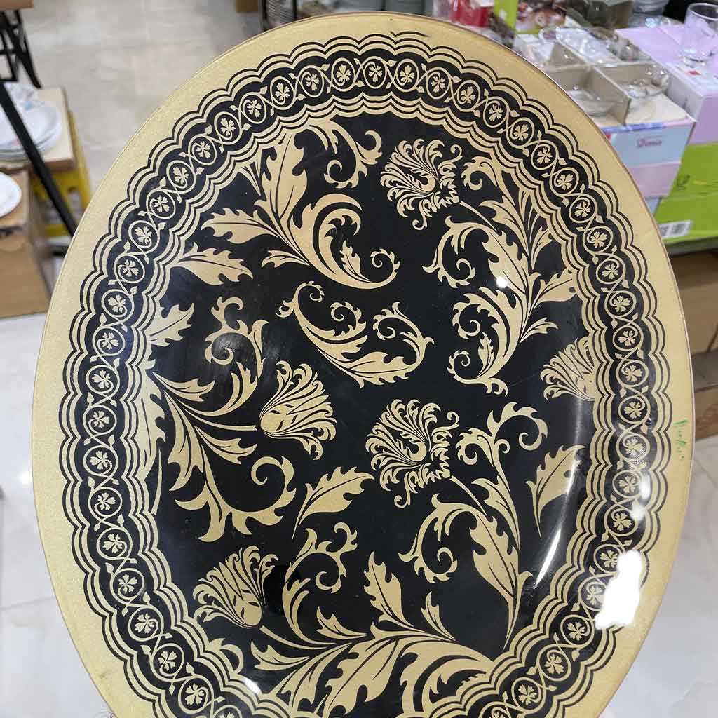 دیس شیشه ای طرح دار بیضی