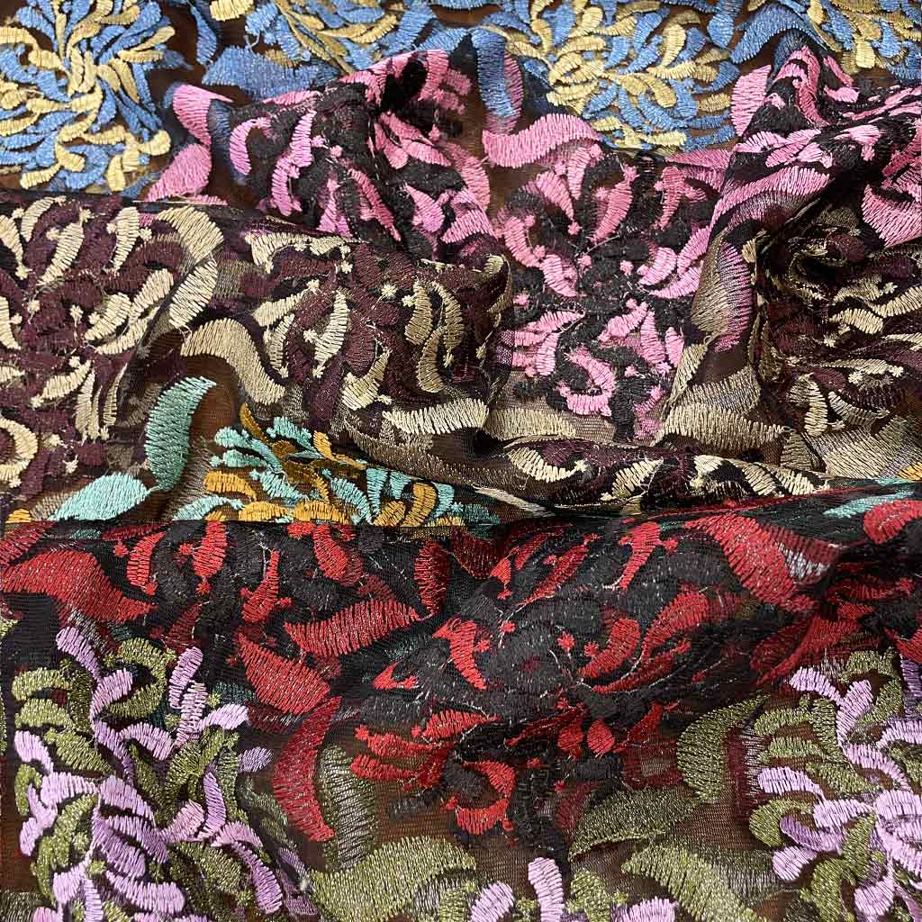 پارچه گیپور گل برجسته شلوغ