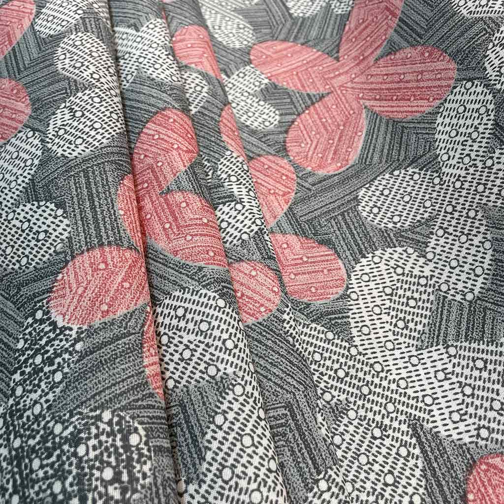 پارچه ملحفه ای طرحدار صورتی طوسی