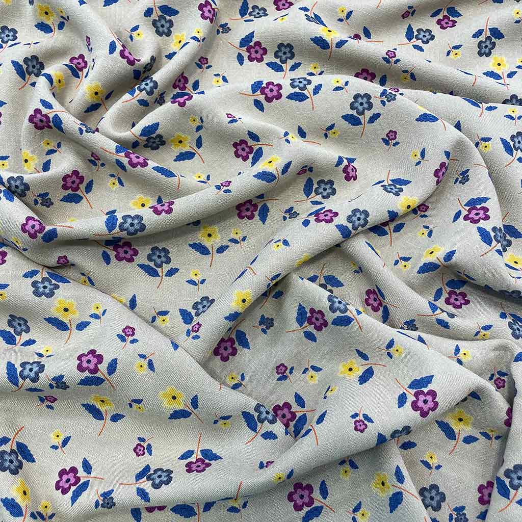 پارچه شانتون طرحدار گل رنگی