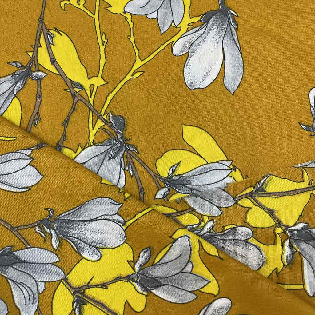 پارچه ملحفه ای خردلی طرحدار