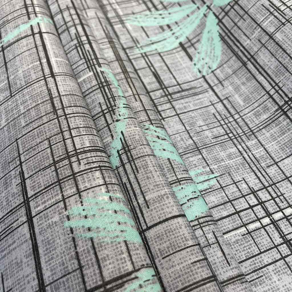 پارچه ملحفه ای طوسی گلدار آبی