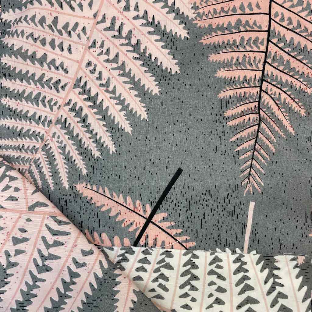 پارچه ملحفه ای طرح برگ طوسی صورتی