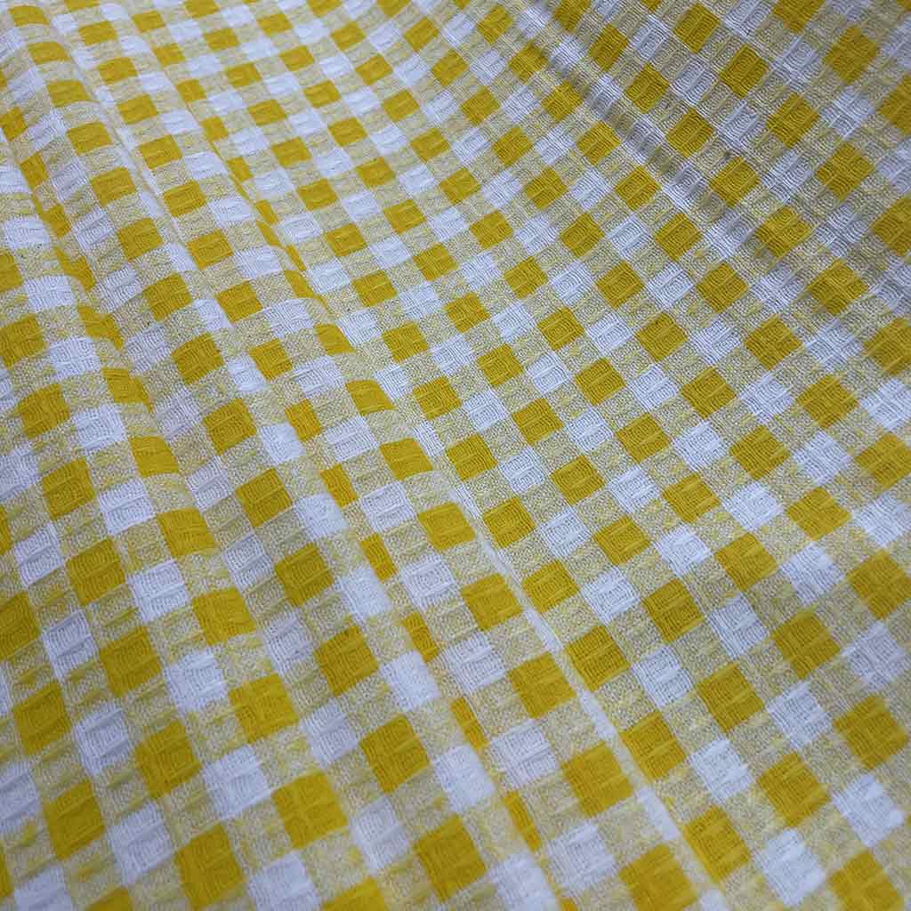 پارچه آشپزخانه ای طرح 4 خانه زرد