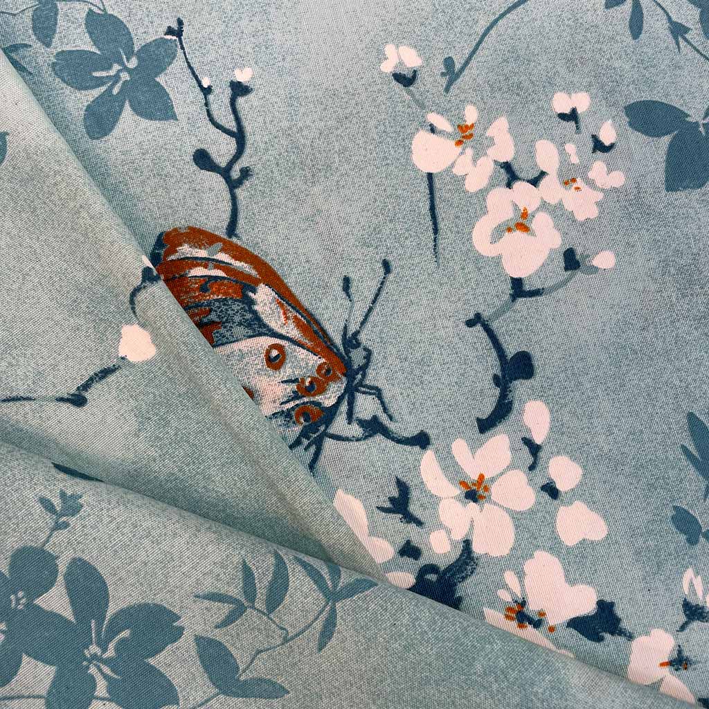 پارچه ملحفه ای طرح شکوفه و پروانه