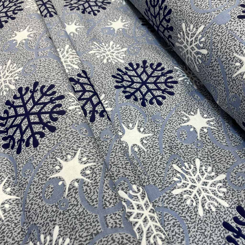 پارچه ملحفه ای طرح برف آبی